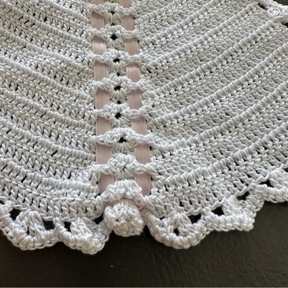 Handmade New Crochet Baby Bib Girl Gift Baby Shower Crocheted Homemade Pink - Picture 4 of 11